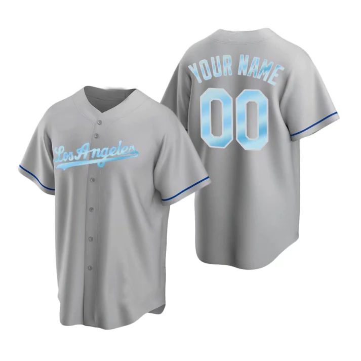 Custom Los Angeles Dodgers Gray Blue Jersey Stitched Personalized Baseball Team Jerseys Baseball Jerseys baseball jersey product view 1