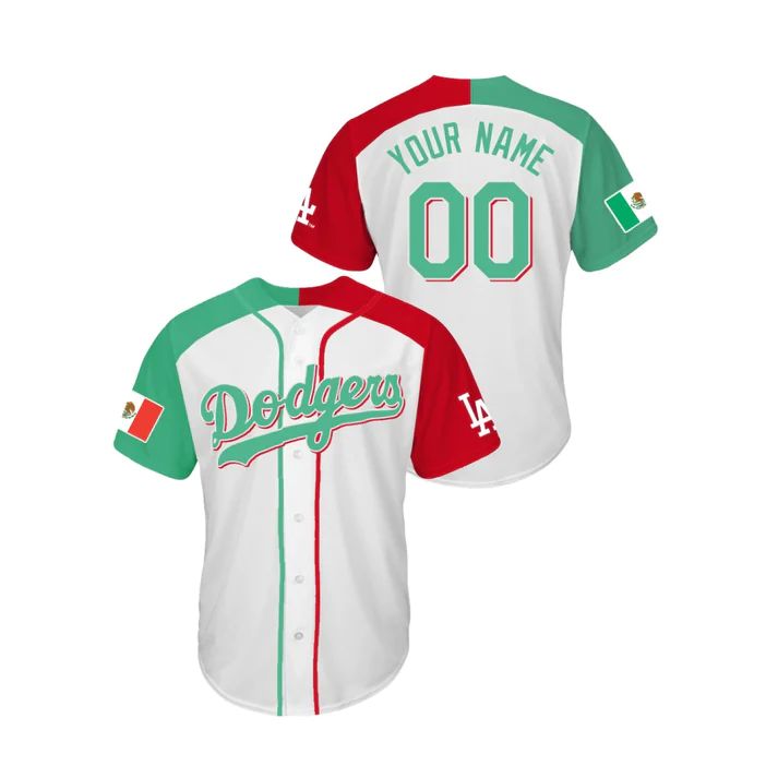 Custom Los Angeles Dodgers Jerseys Mexican Heritage Night White Cool Base Jerse Baseball Jerseys baseball jersey product view 1