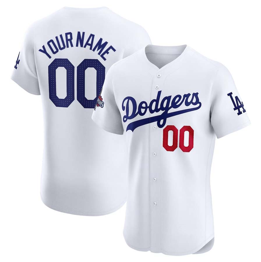 Custom Los Angeles Dodgers White 2024 World Series Champions Home Elite Stitched Baseball Jersey baseball jersey product view 1