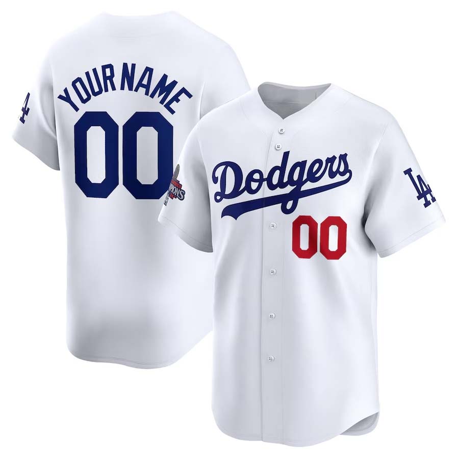 Custom Los Angeles Dodgers White 2024 World Series Champions Home Limited Stitched Baseball Jersey baseball jersey product view 1