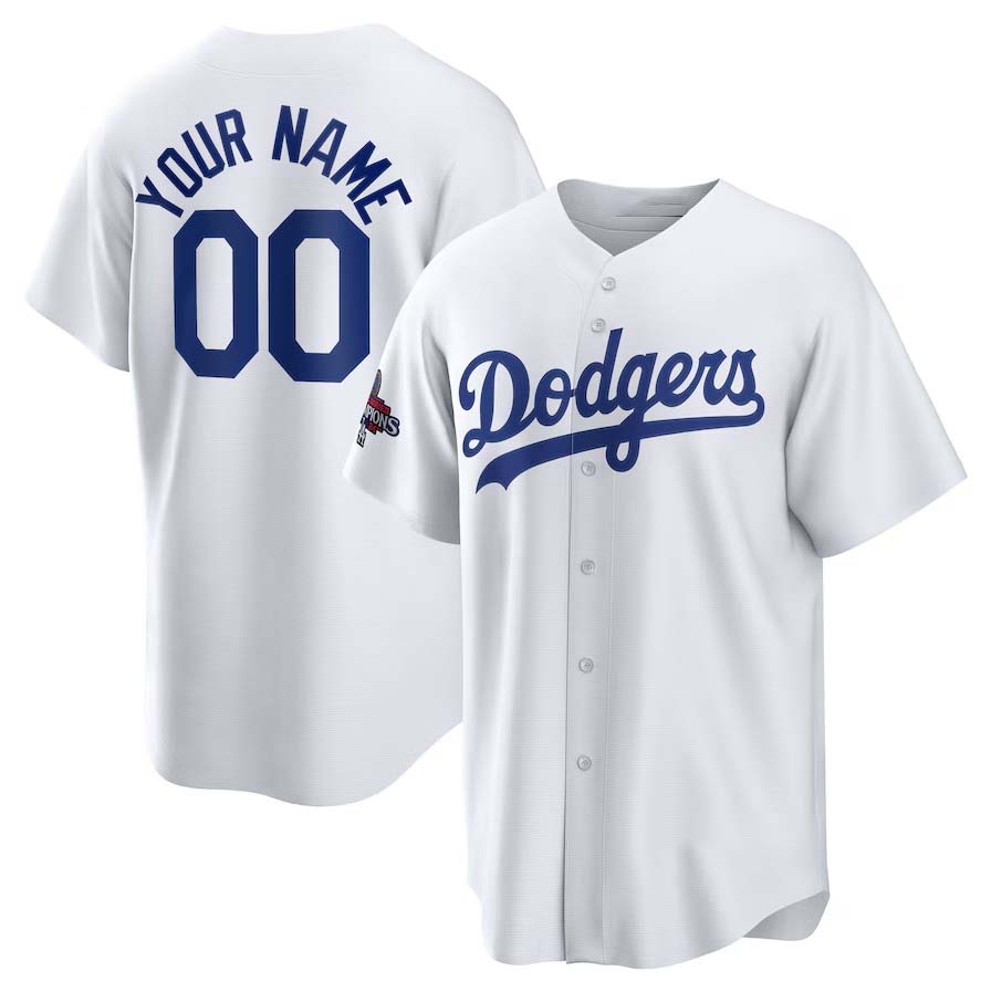 Custom Los Angeles Dodgers White 2024 World Series Champions Home Replica Stitched Baseball Jersey baseball jersey product view 1