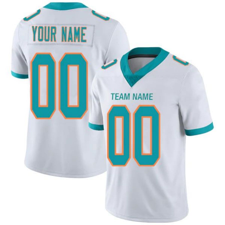 Custom M.Dolphins White Game Football Jerseys Personalize Birthday Gifts Game White Jersey football jersey product view 1