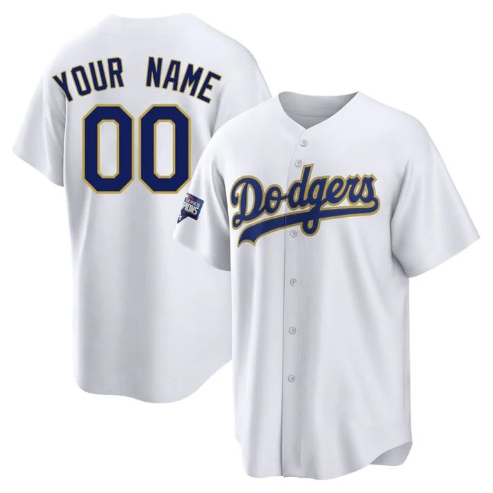 Custom Los Angeles Dodgers White Gold Program Stitched Jerseys Baseball Jerseys baseball jersey product view 1