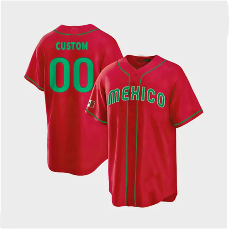 Custom Mexico Baseball 2023 World Baseball Classic Jersey Red White Men Women Youth Stitches Baseball Jerseys baseball jersey product view 1