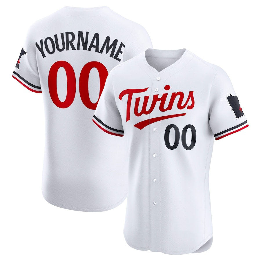 Custom Minnesota Twins Home Elite Jersey ¨C White Stitched Baseball Jersey baseball jersey product view 1