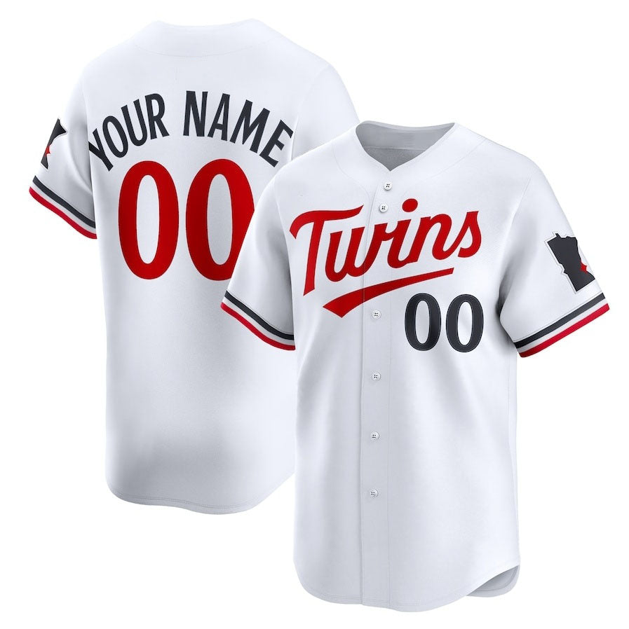 Custom Minnesota Twins Home Limited Jersey - White Stitched Baseball Jersey baseball jersey product view 1