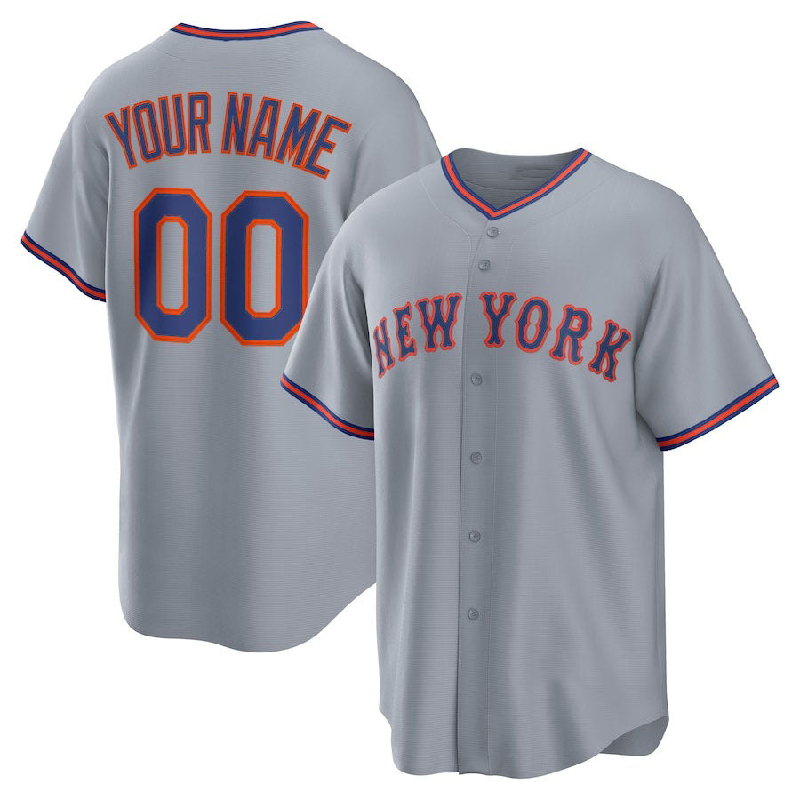 Custom New York Mets Away Jersey4u 2.0 Jersey ¨C Gray Stitched Baseball Jersey baseball jersey product view 1