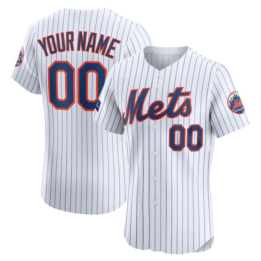 Custom New York Mets Home Elite Sponsor Patch Jersey ¨C White Stitched Baseball Jersey baseball jersey product view 1