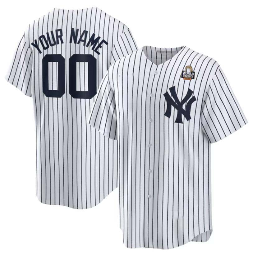 Custom New York Yankees Active Player White 2024 World Series Cool Base Stitched Baseball Jersey baseball jersey product view 1