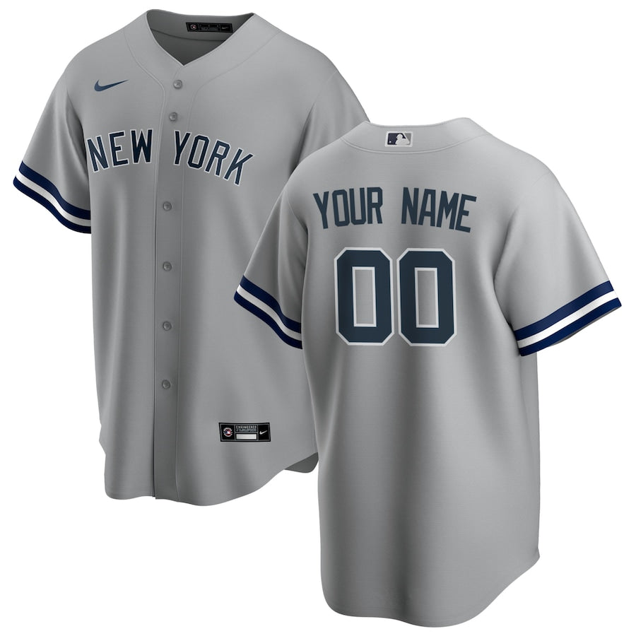 Custom New York Yankees Jersey - Gray baseball jersey product view 1