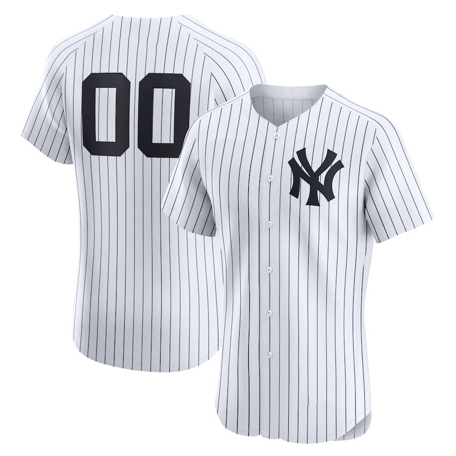 Custom New York Yankees Home Elite Jersey ¨C White Stitched Baseball Jersey baseball jersey product view 1