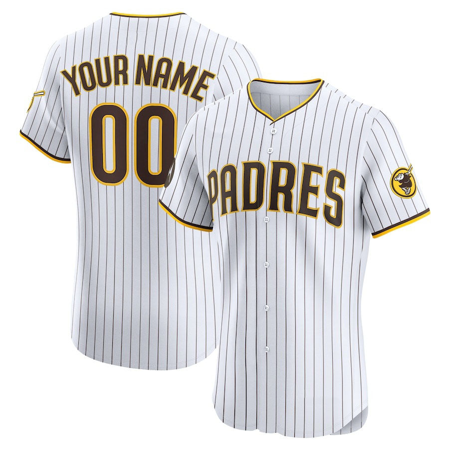 Custom San Diego Padres Home Elite Sponsor Patch Jersey ¨C White Stitched Baseball Jersey baseball jersey product view 1