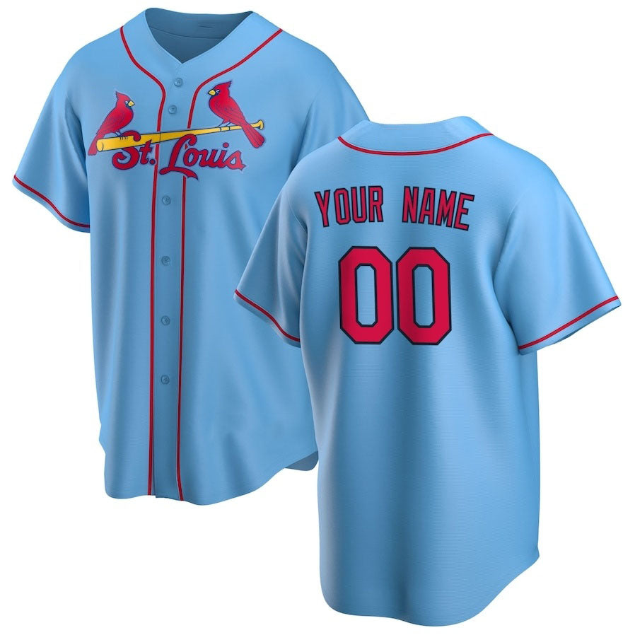 Custom St. Louis Cardinals Alternate Replica Jersey - Light Blue Stitched Baseball Jersey baseball jersey product view 1