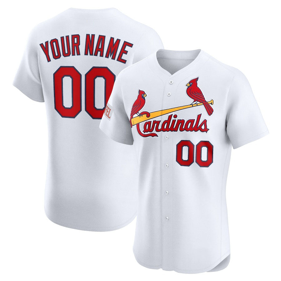 Custom St. Louis Cardinals Home Elite Sponsor Patch Jersey ¨C White Stitched Baseball Jersey baseball jersey product view 1