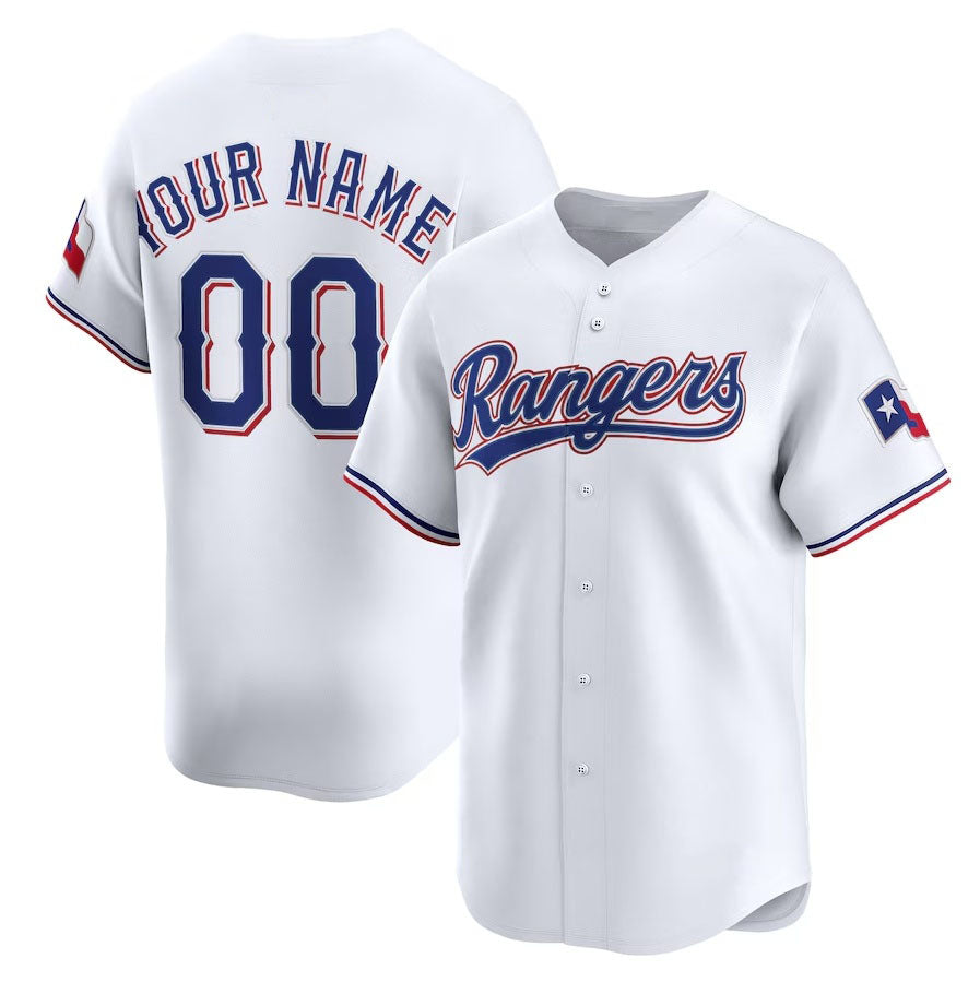 Custom Texas Rangers Home Limited Jersey - White Stitched Baseball Jersey baseball jersey product view 1