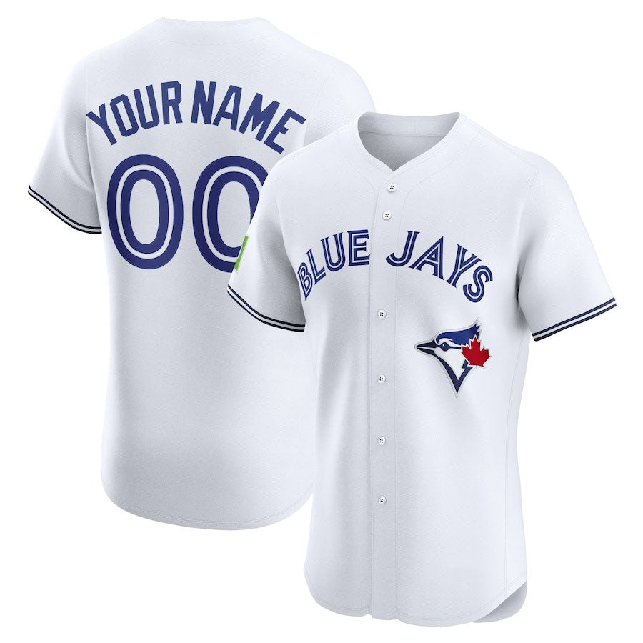 Custom Toronto Blue Jays Home Elite Sponsor Patch Jersey ¨C White Stitched Baseball Jersey baseball jersey product view 1