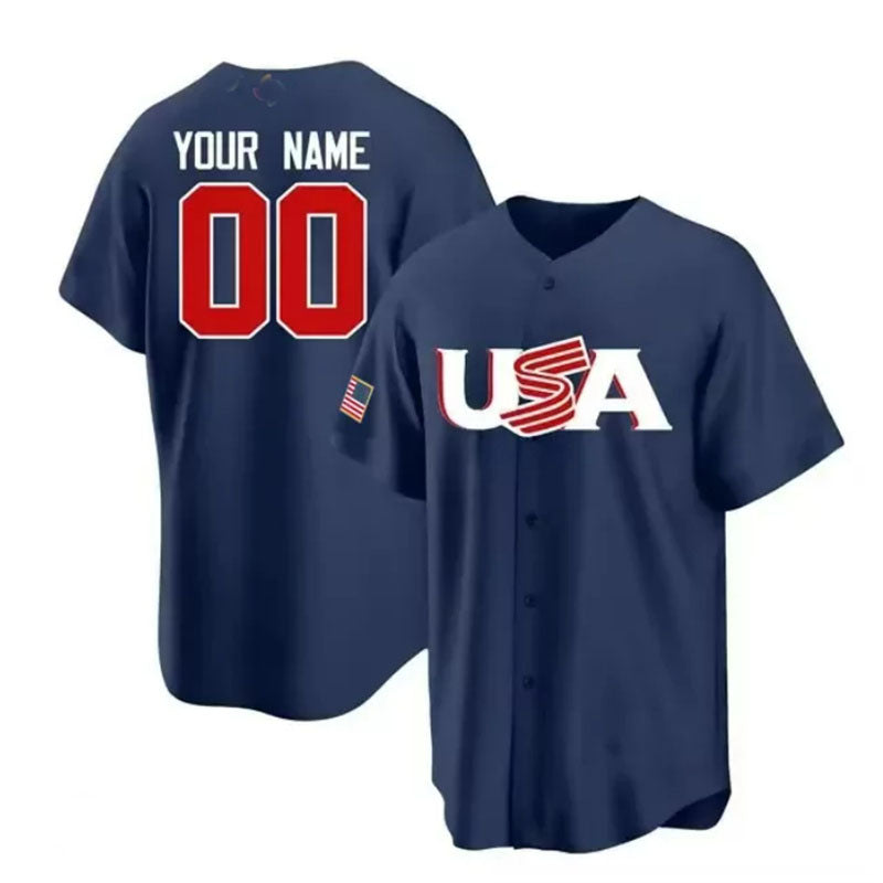 Custom USA 2023 World Baseball Classic Replica Jersey ¨C Navy Blue Stitches Baseball Jerseys baseball jersey product view 1