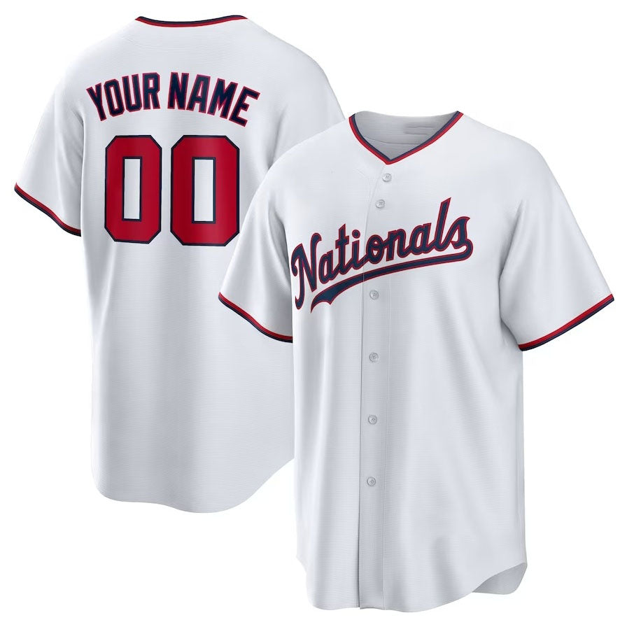 Custom Washington Nationals Replica Jersey - White Stitched Baseball Jersey baseball jersey product view 1