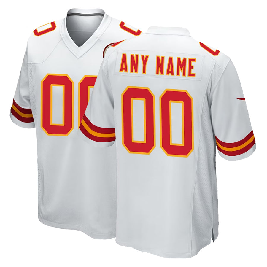 Custom KC.Chiefs White Home Game Football Jerseys football jersey product view 1