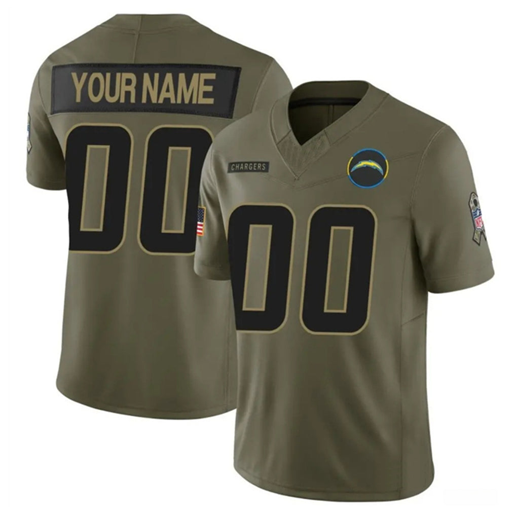 Custom LA.Chargers Salute To Service Olive Limited Football Jerseys football jersey product view 1
