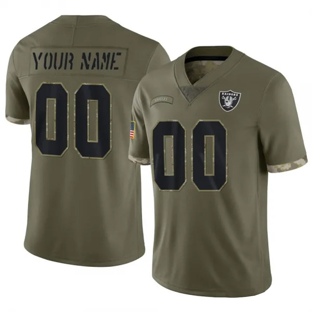 Custom LV.Raiders Salute To Service Olive Football Jerseys football jersey product view 1