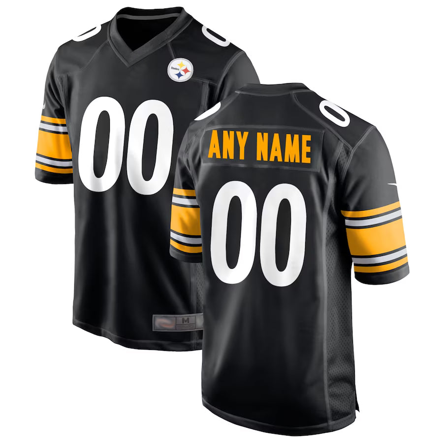 Custom P.Steelers Black Home Game Football Jerseys football jersey product view 2