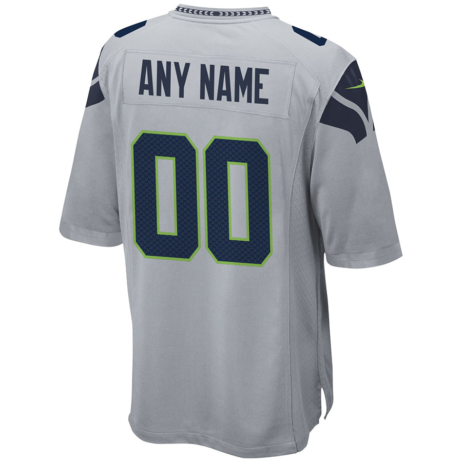 Custom S.Seahawks Gray Alternate Game Football Jerseys football jersey product view 1