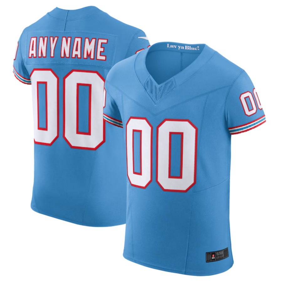Custom T.Titans Light Blue Vapor F.U.S.E. Elite Jersey -Stitched American Football Jerseys football jersey product view 2