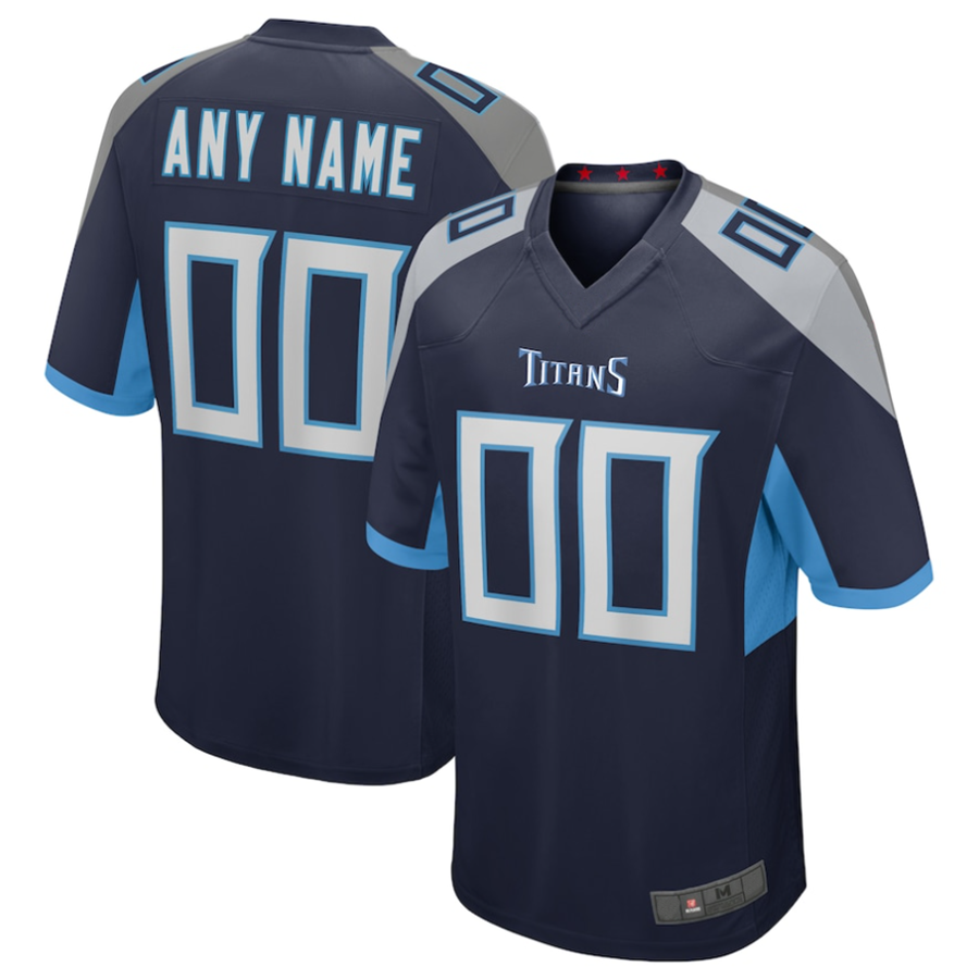 Custom T.Titans Navy Alternate Game Jersey -Stitched American Football Jerseys football jersey product view 2