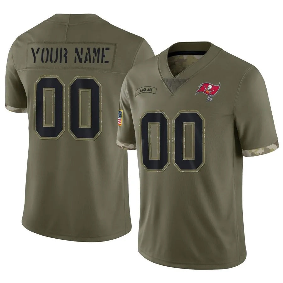 Custom TB.Buccaneers Salute To Service Olive Football Jerseys football jersey product view 1