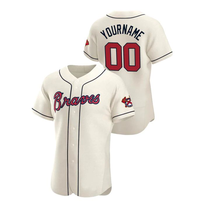Custom Atlanta Braves Cream Stitched Baseball Jerseys baseball jersey product view 1