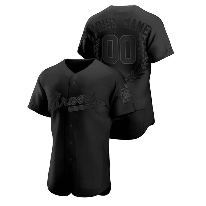Custom Atlanta Braves Cream Black Award Collection Jersey Stitched Baseball Jerseys baseball jersey product view 1