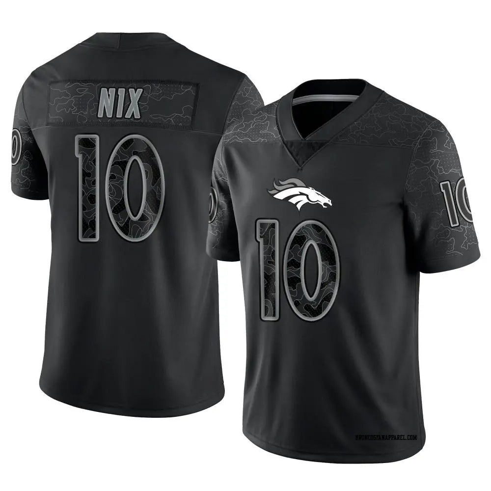 D.Broncos #10 Bo Nix Player Black RFLCTV Limited Football Jerseys football jersey product view 1