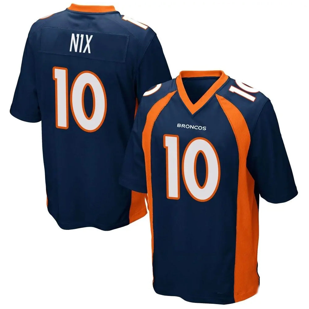 D.Broncos #10 Bo Nix Player Navy Game Football Jerseys football jersey product view 1