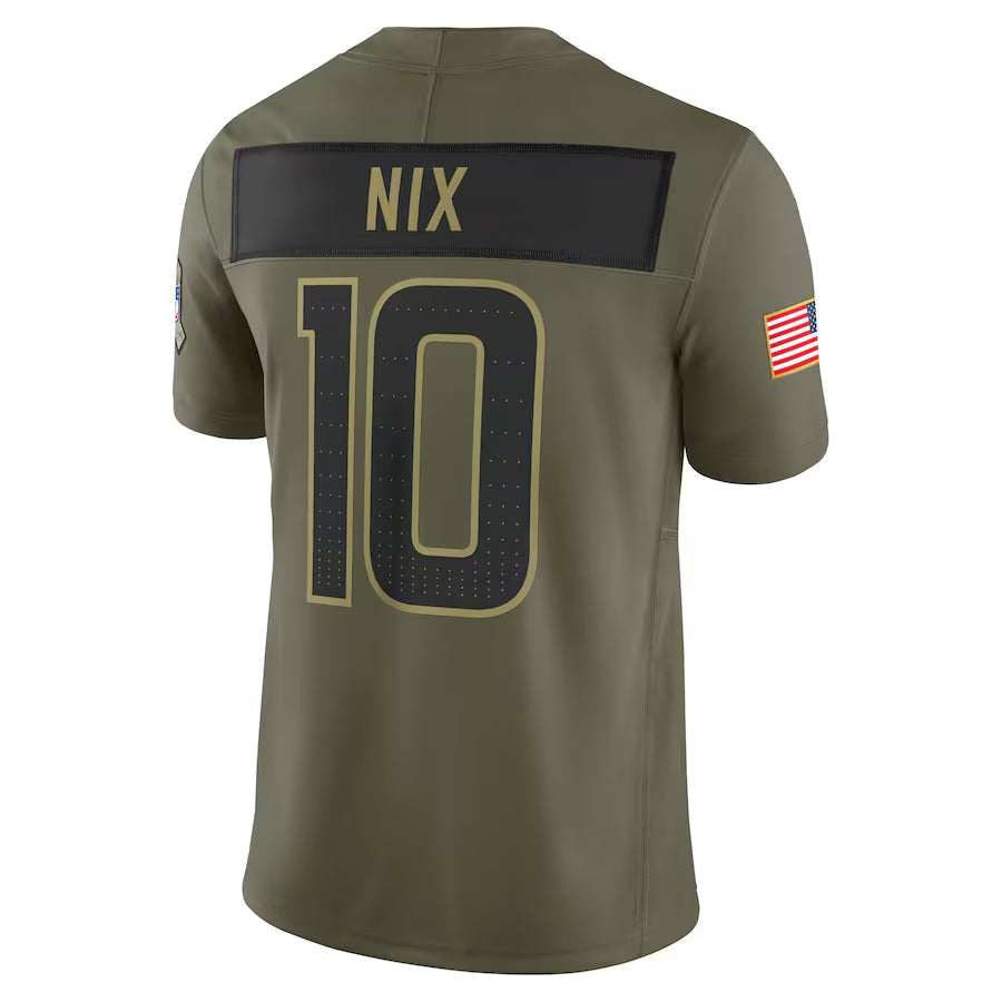 D.Broncos #10 Bo Nix Player Olive Salute to Service Limited Football Jerseys football jersey product view 1