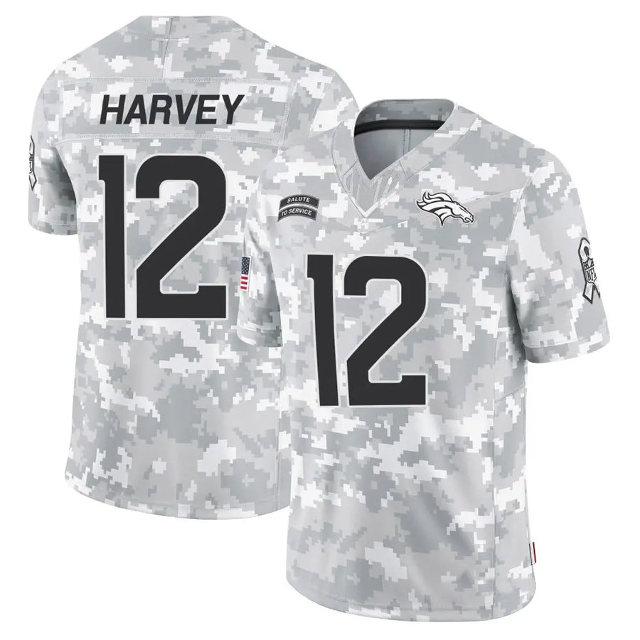 D.Broncos #12 RJ Harvey Player Arctic Camo Salute to Service Limited Football Jerseys football jersey product view 1