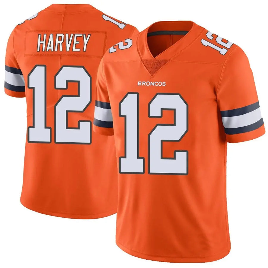 D.Broncos #12 RJ Harvey Player Limited Orange Color Rush Vapor Untouchable Football Jerseys football jersey product view 1