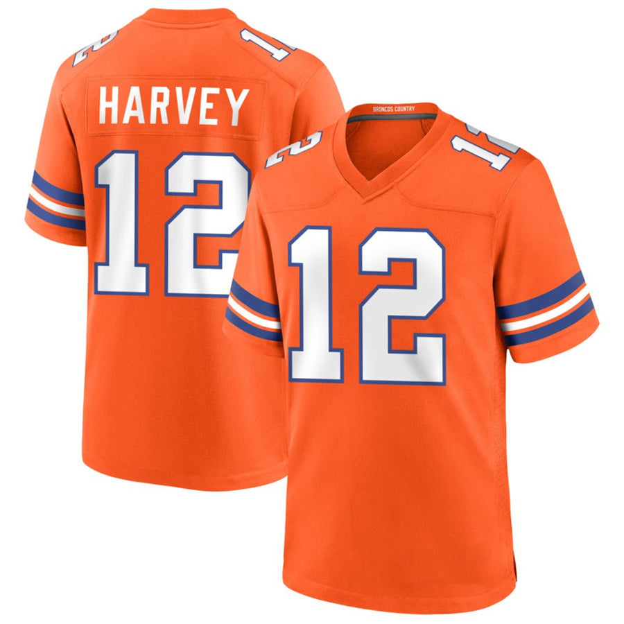 D.Broncos #12 RJ Harvey Player Orange Collection Throwback Football Jerseys football jersey product view 1