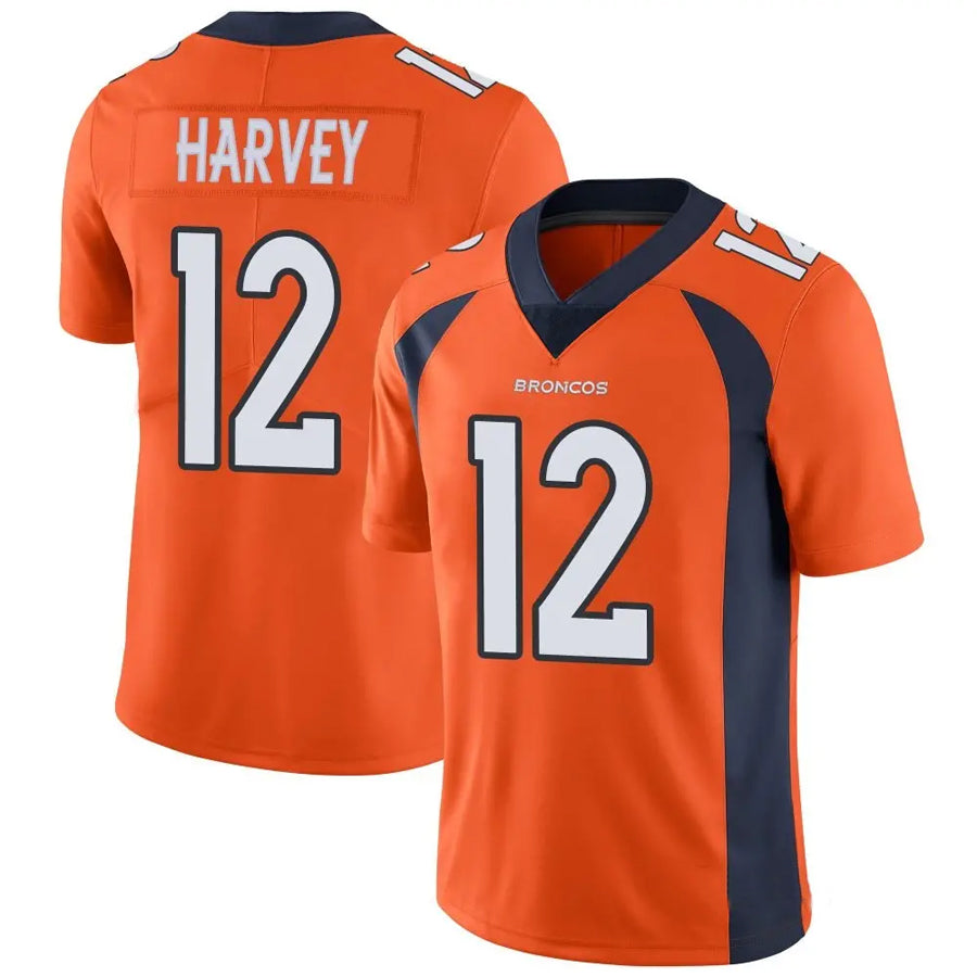 D.Broncos #12 RJ Harvey Player Orange Vapor Untouchable Limited Football Jerseys football jersey product view 1