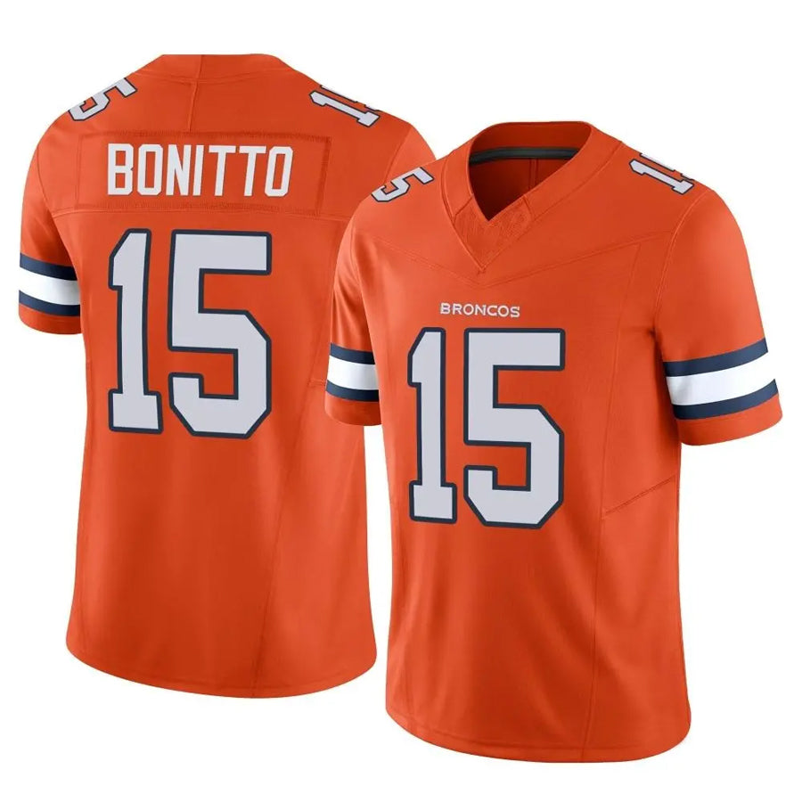 D.Broncos #15 Nik Bonitto Player Orange Vapor F.U.S.E. Limited Football Jerseys football jersey product view 1