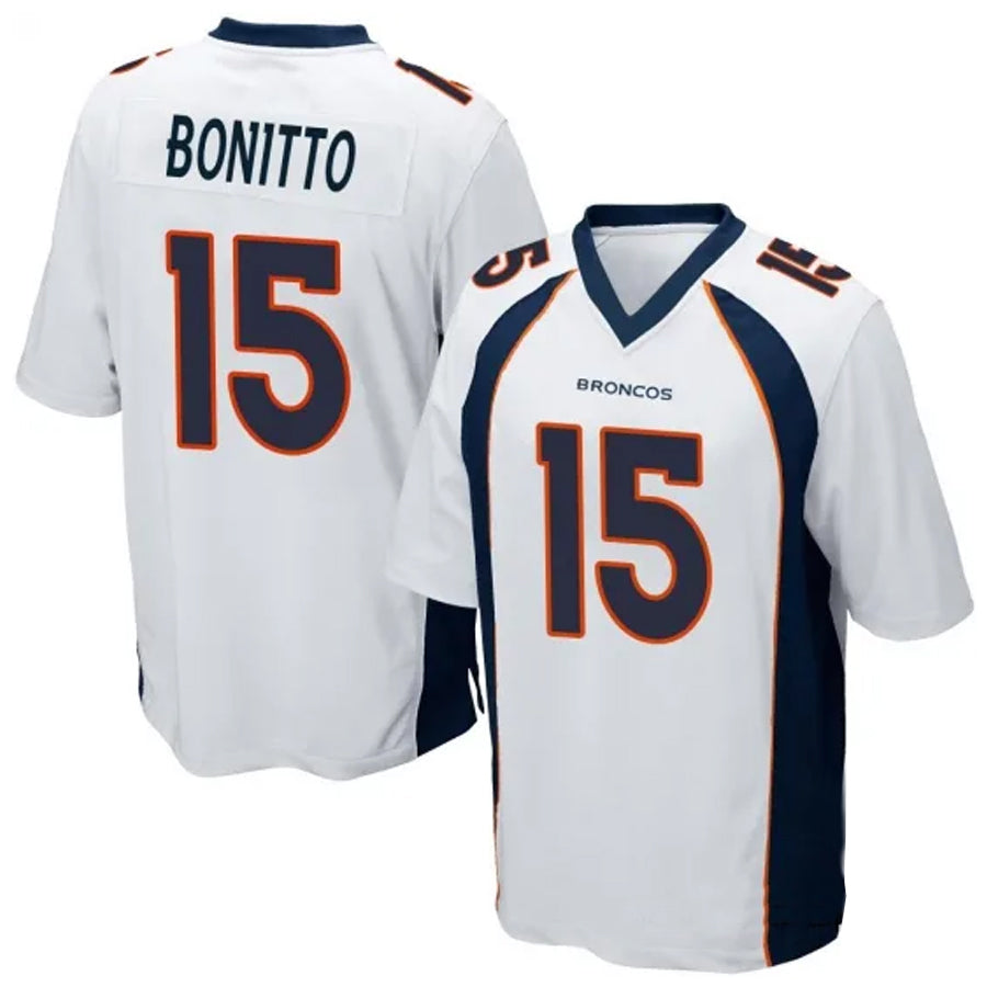D.Broncos #15 Nik Bonitto Player White Game Football Jerseys football jersey product view 1