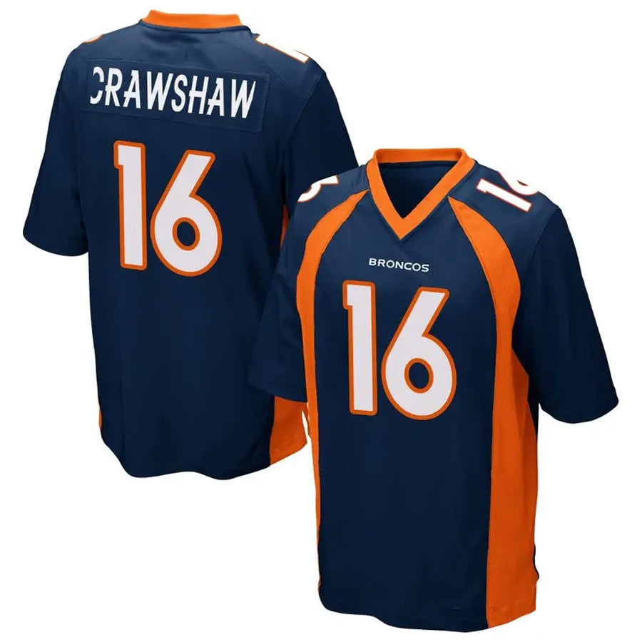 D.Broncos #16 Jeremy Crawshaw Player Navy Game Football Jerseys football jersey product view 1