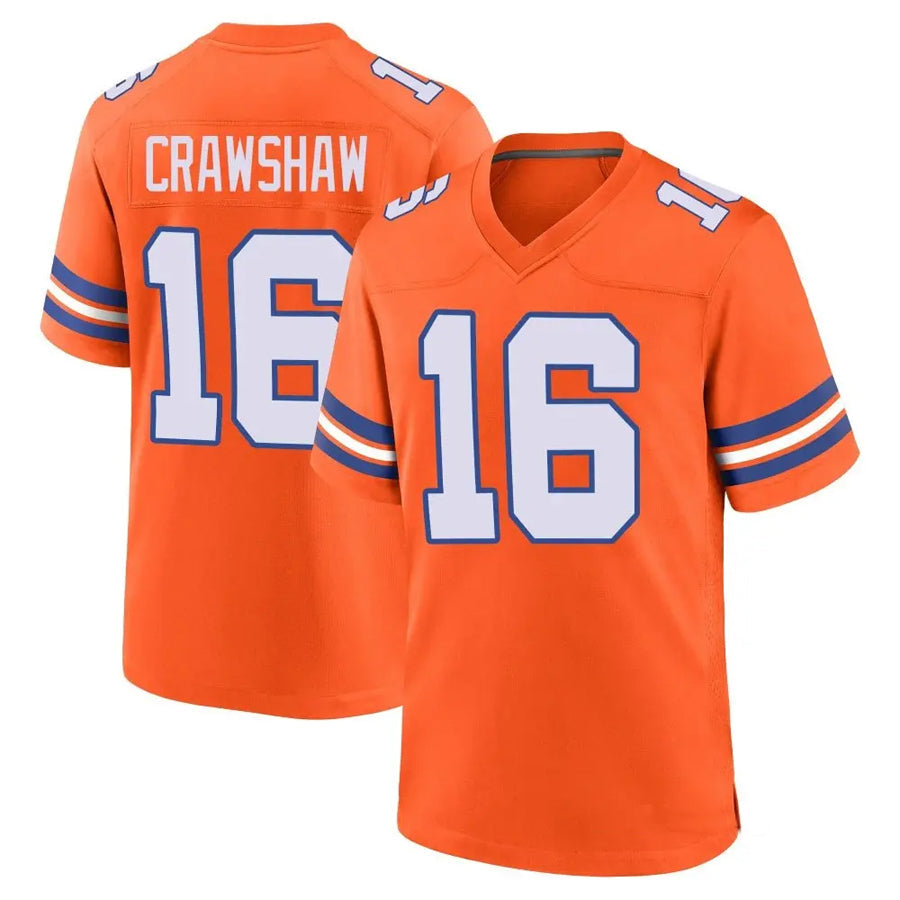 D.Broncos #16 Jeremy Crawshaw Player Orange Collection Throwback Football Jerseys football jersey product view 1