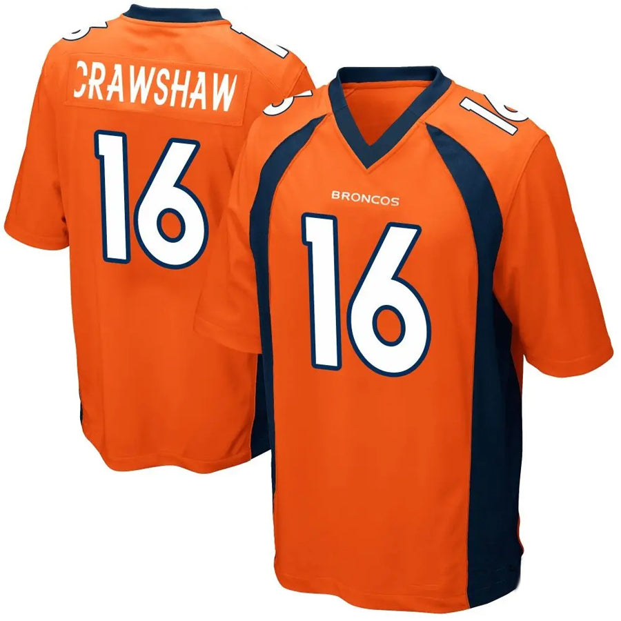 D.Broncos #16 Jeremy Crawshaw Player Orange Game Football Jerseys football jersey product view 1