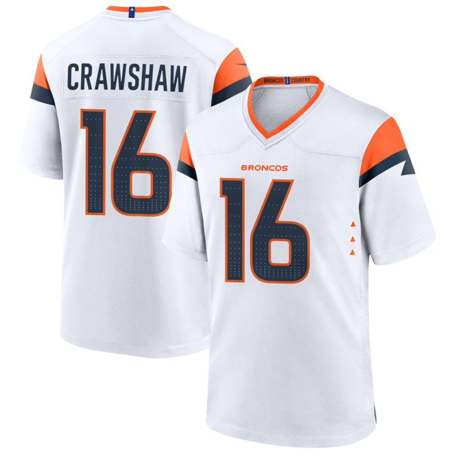 D.Broncos #16 Jeremy Crawshaw Player White Home Game Football Jerseys football jersey product view 1