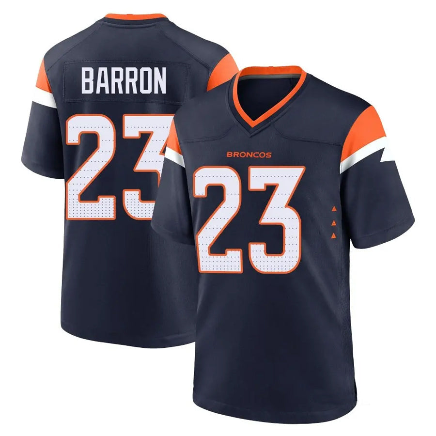 D.Broncos #23 Jahdae Barron Player Navy Home Game Football Jerseys football jersey product view 1