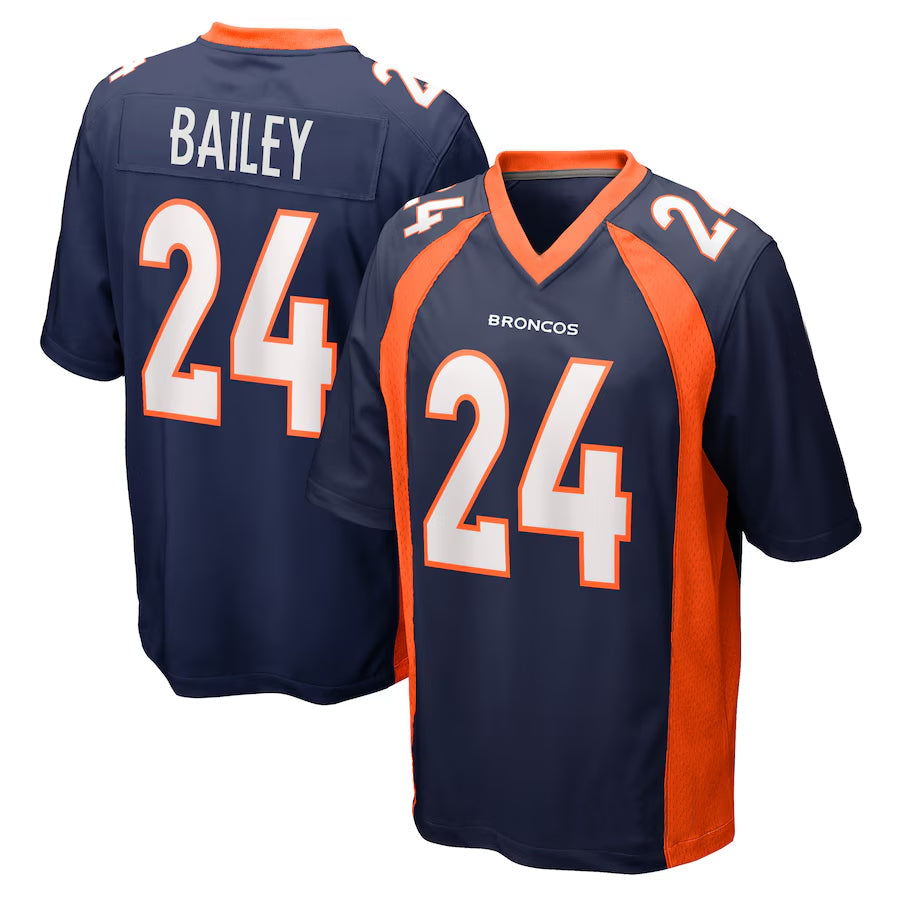 D.Broncos #24 Champ Bailey Player Navy Game Football Jerseys football jersey product view 1