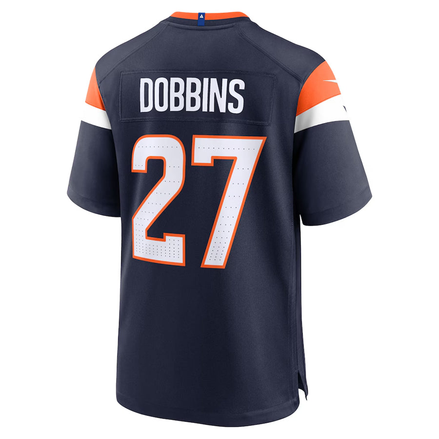 D.Broncos #27 J.K. Dobbins Player Navy Home Game Football Jerseys football jersey product view 1