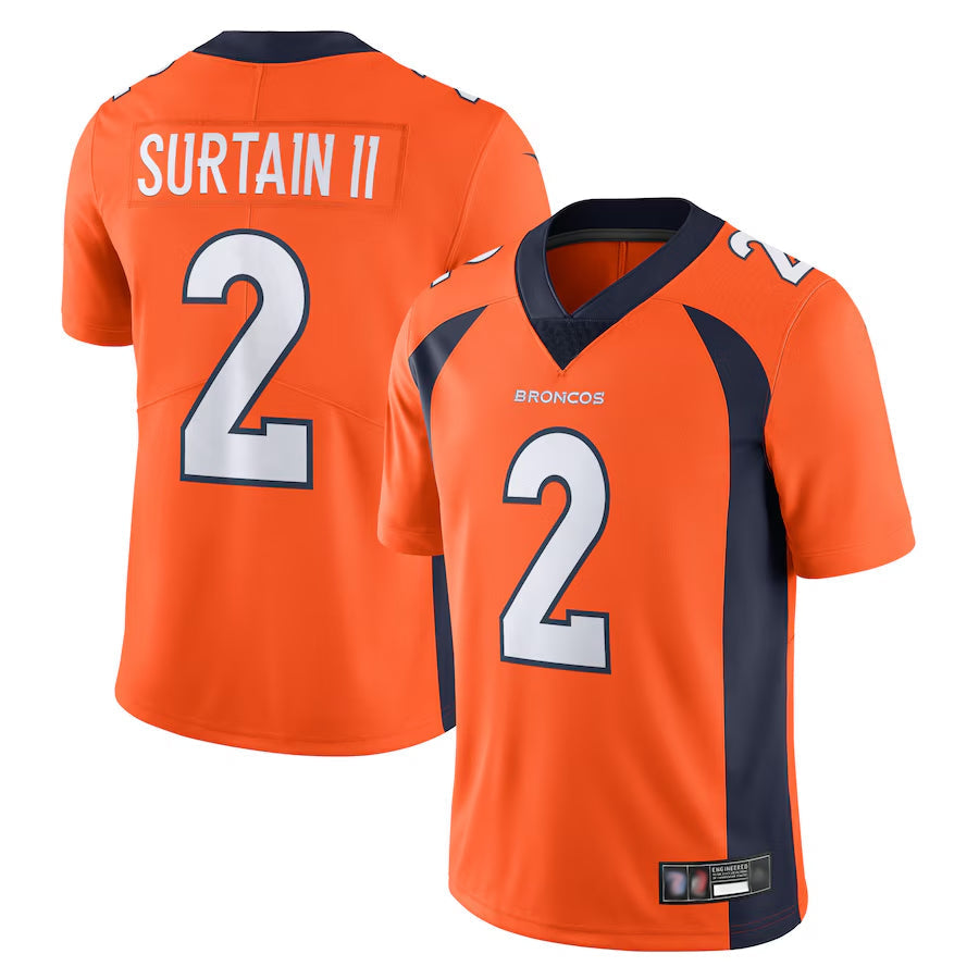D.Broncos #2 Patrick Surtain II Player Orange Vapor Untouchable Limited Football Jerseys football jersey product view 1