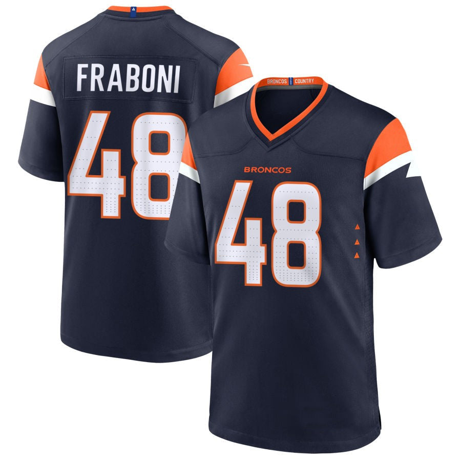 D.Broncos #48 Mitchell Fraboni Player Navy Home Game Football Jerseys football jersey product view 1